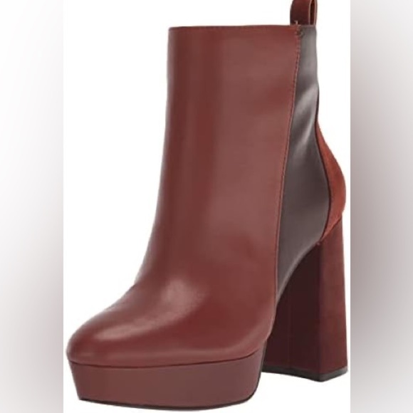 New Vince Camuto Sz 9.5 Cognac Leather Color block Gripaula 4” Block Ankle Boots - Picture 4 of 16